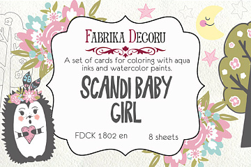 Set mit 8 Stück 10 x 15 cm zum Ausmalen und Gestalten von Grußkarten Scandi Baby Girl DE