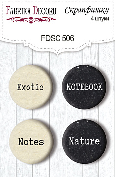 Set of 4pcs flair buttons for scrabooking Botany exotic EN #506
