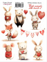 Набор наклеек (стикеров) 8 шт, Cute animals with hearts 1, #378