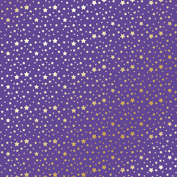 Sheet of single-sided paper with gold foil embossing, pattern Golden stars, color Lavender, 12"x12"