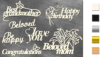 Chipboard embellishments set, Happy Women's Day EN #504