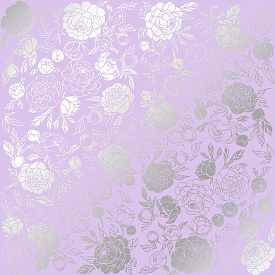 лист односторонней бумаги с серебряным тиснением, дизайн silver peony passion purple, 30,5см х 30,5см
