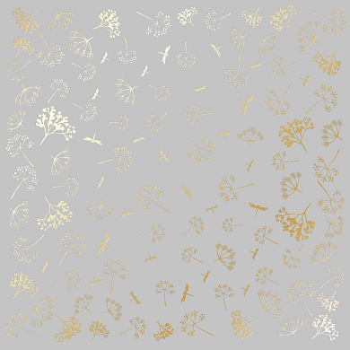лист односторонней бумаги с фольгированием, дизайн golden dill gray, 30,5см х 30,5см