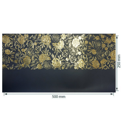 отрез кожзама с тиснением золотой фольгой, дизайн golden peony passion, color dark blue, 50см х 25см - 2