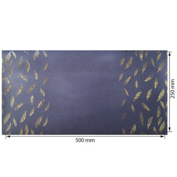 Piece of PU leather for bookbinding with gold pattern Golden Feather Lavender, 50cm x 25cm - 2