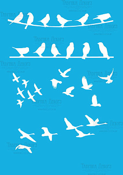Stencil for crafts 15x20cm "Birds on the wire" #092