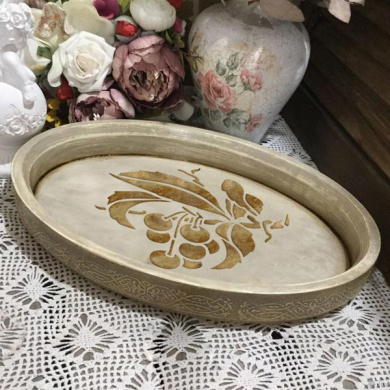 трафарет многоразовый xl (30х30см), ветка вишни #008 фабрика декору - 2