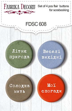 Set mit 4 Flair-Buttons zum Scrapbooking Summer botanical story UA #608