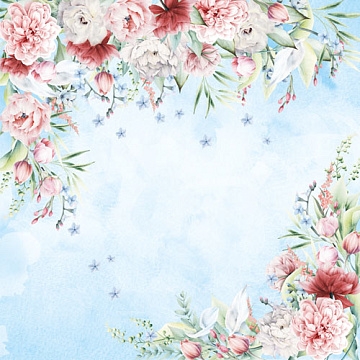 Sheet of double-sided paper for scrapbooking Peony garden #60-02 12"x12"