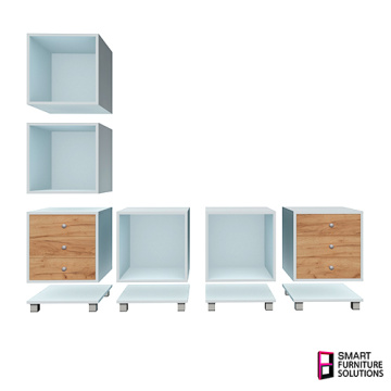 Модульная Мебельная Система Midi, 1600 х 400 х 1276 мм, Белый-Дуб Крафт - 2