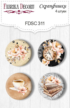 Set of 4pcs flair buttons for scrabooking "Sentimental story 1" #311
