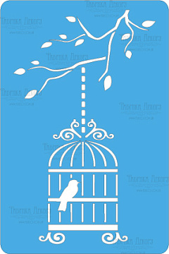 Stencil mini for crafts 15x10cm "Bird in a cage 3" #151_3