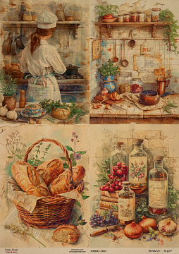 Kraftowy papier do decoupage, 29,7x42 cm, „Botany Vintage”, #0053