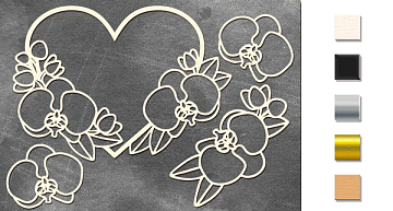 Chipboard embellishments set, "Orchid in a heart" #354