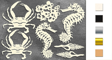 Chipboard embellishments set, "Sea Animals" #322