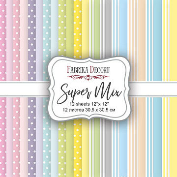 Double-sided scrapbooking paper set Super Mix 12”x12” 12 sheets