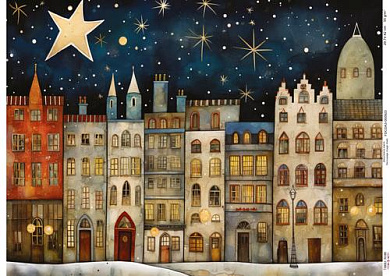 Decoupage Card Cozy houses-6, #0923, 29.7x42cm