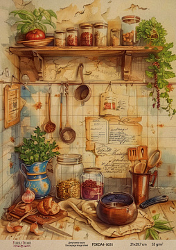 Kraft Decoupage Papier 21x29,7cm, “Botanica Vintage”, #0031