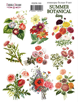 Set of stickers 9pcs Summer botanical diary  #190