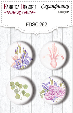 Set mit 4 Flair-Knöpfen zum Scrapbooking "Majestic Iris 1" #262