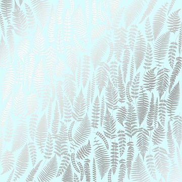 Sheet of single-sided paper embossed with silver foil, pattern Silver Fern, color Mint 12"x12" 