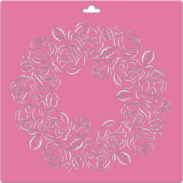 Stencil for decoration XL size (30*30cm), Wreath of roses, #206