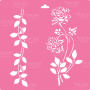 Трафарет многоразовый XL (30х30см), Веточка розы с листьями #011