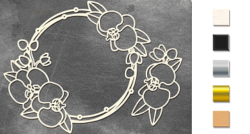 Chipboard embellishments set, "Round frame with orchids" #348