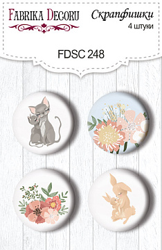 Set of 4pcs flair buttons for scrabooking "Baby&Mama" #248