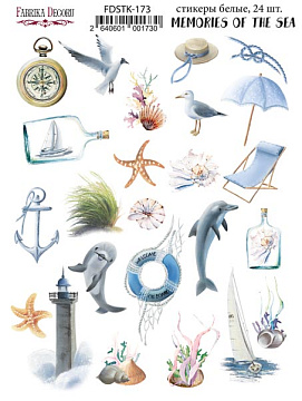 Set of stickers 24 pcs Memories of the sea 173