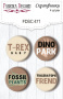 Set mit 4 Flair-Buttons zum Scrapbooking von Dinosauria EN #471