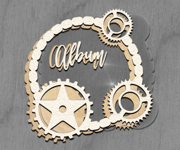 Mega shaker dimension set, 15cm x 15cm, Round frame - Gears - 2