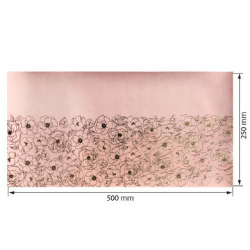 Piece of PU leather for bookbinding with gold pattern Golden Pion Peach, 50cm x 25cm - 2