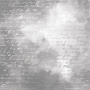 Blatt aus einseitig bedrucktem Papier mit Silberfolie, Muster Silberner Text, Farbe Graue Wasserfarbe 12"x12"