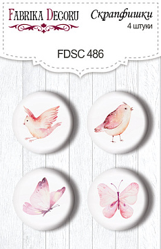 Set mit 4 Flair-Buttons zum Scrapbooking. Lustiges Fuchsmädchen #486