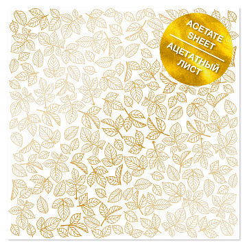 Acetate sheet with golden pattern Golden Rose leaves 12"x12"