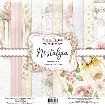 Double-sided scrapbooking paper set Nostalgia 8"x8", 10 sheets