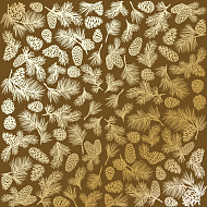 Sheet of single-sided paper with gold foil embossing, pattern "Golden Pine cones Milk chocolate"
