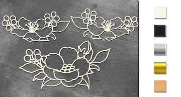 Chipboard embellishments set, "Flower mood" #367