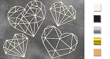 Chipboards set "Heart - Geometry" #377