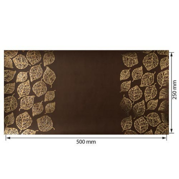 Piece of PU leather for bookbinding with gold pattern Golden Leaves Chocolate, 50cm x 25cm - 2