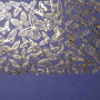 Piece of PU leather with gold stamping, pattern Golden Butterflies Lavender, 50cm x 25cm - 1