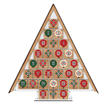 Advent calendar Christmas tree for 31 days with stickers numbers, assembled