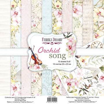 Double-sided scrapbooking paper set Orchid song 8"x8", 10 sheets