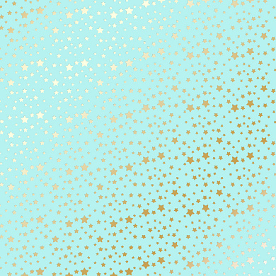 лист односторонней бумаги с фольгированием, дизайн golden stars turquoise, 30,5см х 30,5см