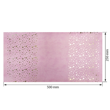 Piece of PU leather for bookbinding with gold pattern Golden Stars Flamingo, 50cm x 25cm - 2