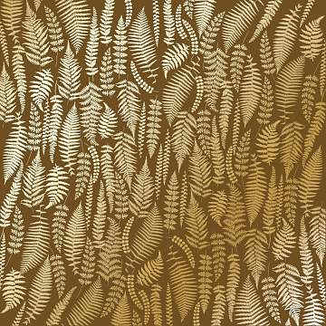 Sheet of single-sided paper with gold foil embossing, pattern Golden Fern, color Milk chocolate