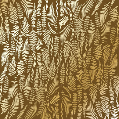 лист односторонней бумаги с фольгированием, дизайн golden fern, milk chocolate, 30,5см х 30,5см