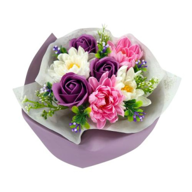 bouquet of purple roses, white and pink chrysanthemums “airy kiss” - 2 bouquet of purple roses, white and pink chrysanthemums “airy kiss” - 2