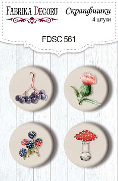 Set of 4pcs flair buttons for scrabooking Forest life #561